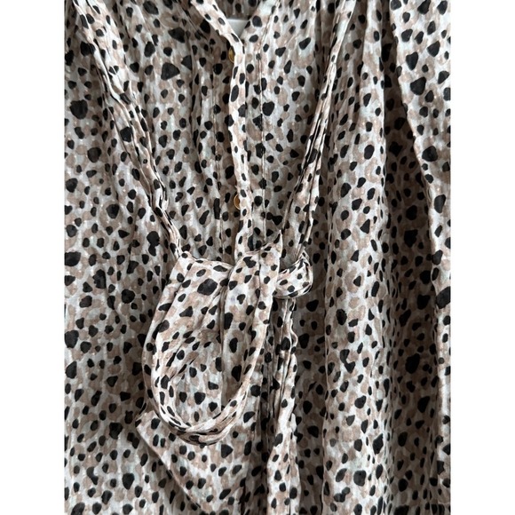 Pinko Women's Leopard Print Long Sleeve Blouse with Neck Tie – Size US 1 (S/XS) - Picture 5 of 6